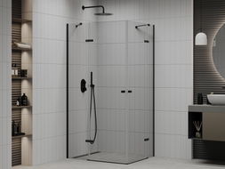 Mexen Roma Duo Duschkabine schwenkbar 100 x 90 cm, transparent, schwarz - 854-100-090-70-00-02