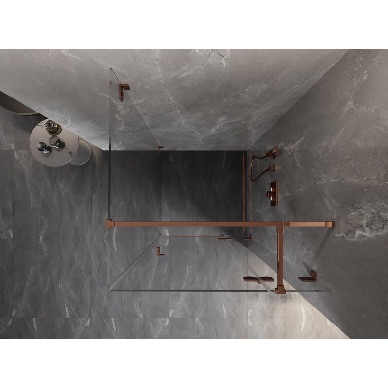 Mexen Lunar T rechte, schwenkbare Duschkabine 100 x 100 cm, transparent, Roségold - 834T-100-100-60-00-P