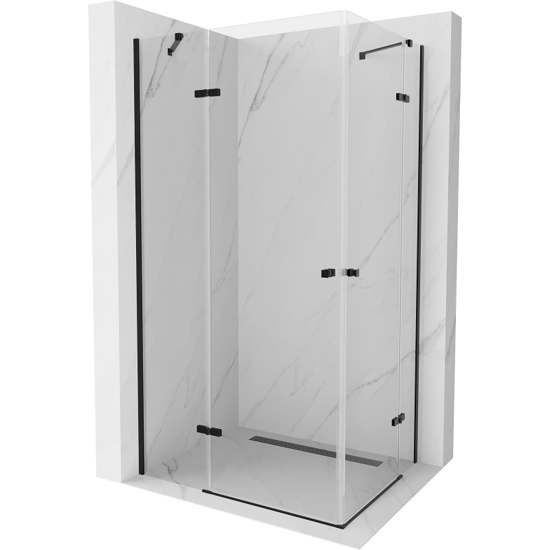 Mexen Roma Duo Duschkabine schwenkbar 100 x 90 cm, transparent, schwarz - 854-100-090-70-00-02
