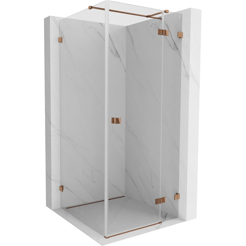 Mexen Lunar T rechte, schwenkbare Duschkabine 100 x 100 cm, transparent, Roségold - 834T-100-100-60-00-P