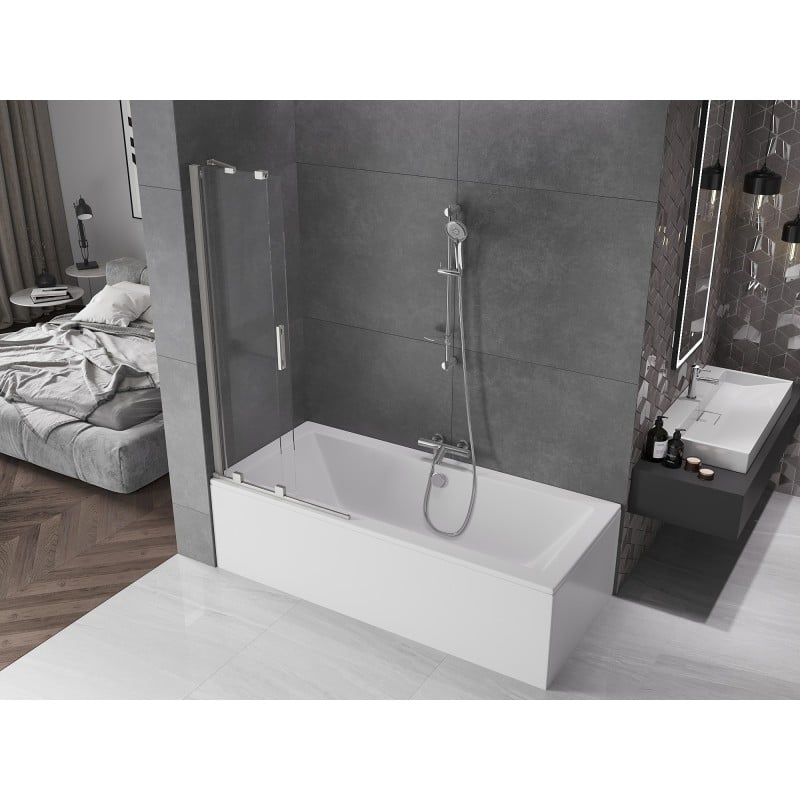 Mexen Velar Duschtür 2-flüglig verschiebbar 85 x 150 cm, transparent, gebürsteter Nickel - 896-085-000-01-97