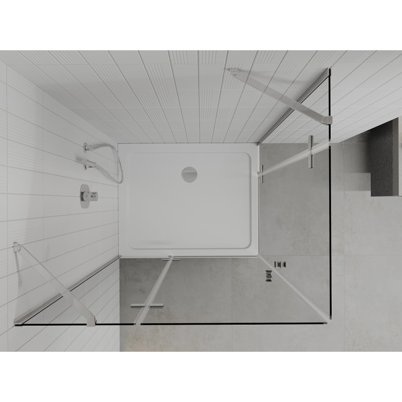 Mexen Roma Duo Duschkabine, 80 x 70 cm, transparent, Chrom + Flat Duschwanne - 854-080-070-01-02-4010