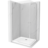 Mexen Roma Duo Duschkabine, 80 x 70 cm, transparent, Chrom + Flat Duschwanne - 854-080-070-01-02-4010