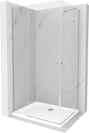 Mexen Roma Duo Duschkabine, 80 x 70 cm, transparent, Chrom + Flat Duschwanne - 854-080-070-01-02-4010