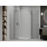 Mexen Roma Duo Duschkabine Schwenkbar 90 x 80 cm, Transparent, Chrom + Duschwanne Flat - 854-090-080-01-02-4010