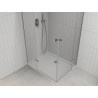 Mexen Roma Duo Duschkabine Schwenkbar 90 x 80 cm, Transparent, Chrom + Duschwanne Flat - 854-090-080-01-02-4010
