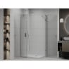 Mexen Roma Duo Duschkabine, schwenkbar 100 x 90 cm, transparent, Chrom + Duschwanne Flat - 854-100-090-01-02-4010