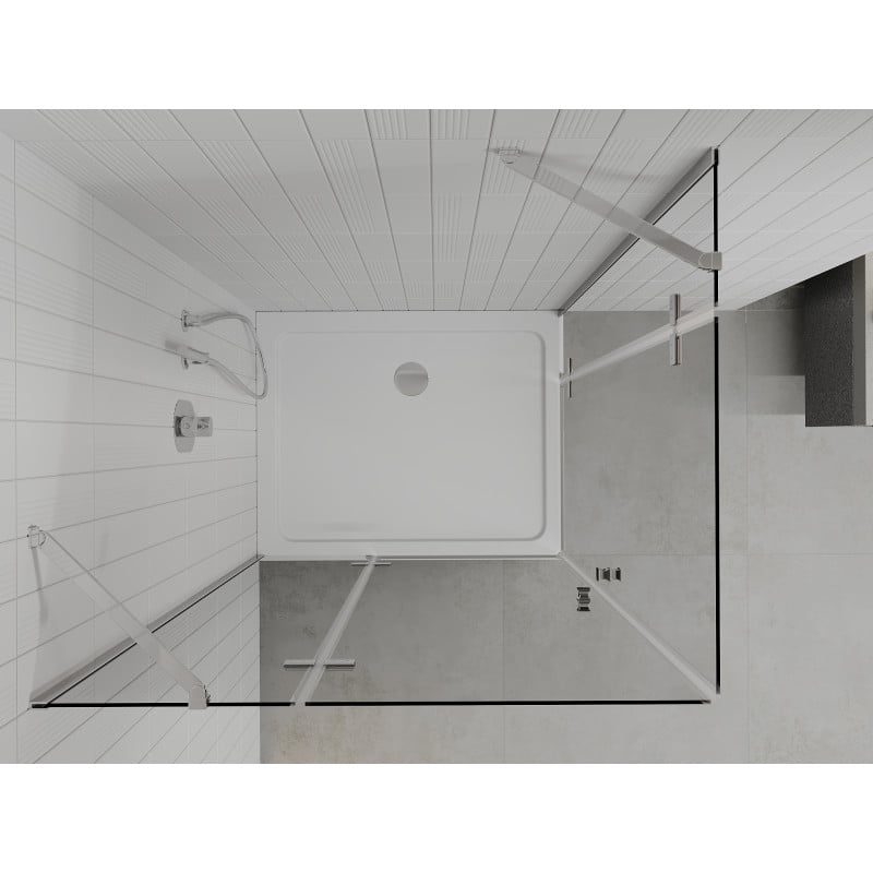 Mexen Roma Duo Duschkabine, schwenkbar 100 x 90 cm, transparent, Chrom + Duschwanne Flat - 854-100-090-01-02-4010