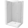 Mexen Roma Duo Duschkabine, schwenkbar 100 x 90 cm, transparent, Chrom + Duschwanne Flat - 854-100-090-01-02-4010