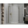 Mexen Roma Duo Duschkabine mit Drehtür 80 x 70 cm, transparent, gold + Flache Duschwanne - 854-080-070-50-02-4010G
