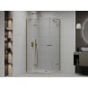 Mexen Roma Duo Duschkabine mit Drehtür 80 x 70 cm, transparent, gold + Flache Duschwanne - 854-080-070-50-02-4010G