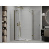 Mexen Roma Duo Duschkabine mit Schwingtür 90 x 80 cm, transparent, gold + Duschwanne Flat - 854-090-080-50-02-4010G