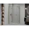 Mexen Roma Duo Duschkabine, schwenkbar, 100 x 90 cm, transparent, Gold + Flat Duschwanne - 854-100-090-50-02-4010G