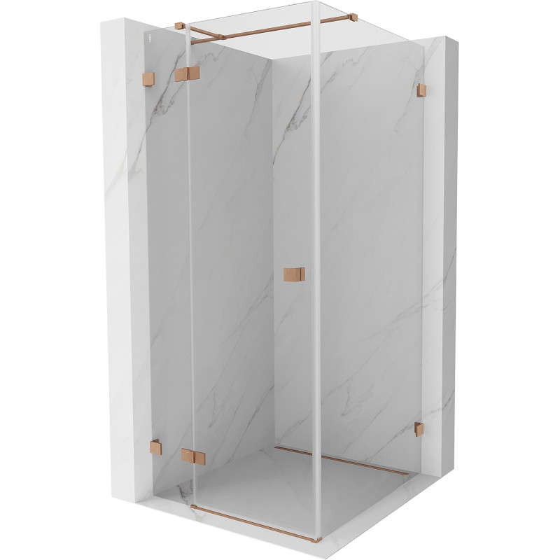 Mexen Lunar T links öffnende Duschkabine 80 x 80 cm, transparent, gebürstetes Kupfer - 834T-080-080-65-00-L