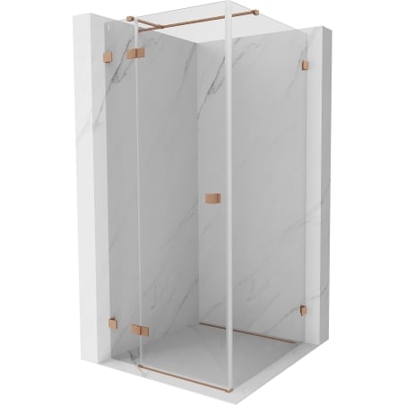 Mexen Lunar T links öffnende Duschkabine 80 x 80 cm, transparent, gebürstetes Kupfer - 834T-080-080-65-00-L