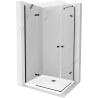Mexen Roma Duo Duschkabine schwenkbar 80 x 70 cm, transparent, schwarz + Flat Duschwanne - 854-080-070-70-02-4010B