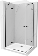 Mexen Roma Duo Duschkabine schwenkbar 100 x 90 cm, transparent, schwarz + Duschwanne Flat - 854-100-090-70-02-4010B
