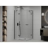 Mexen Roma Duo Duschkabine schwenkbar 100 x 90 cm, transparent, schwarz + Duschwanne Flat - 854-100-090-70-02-4010B