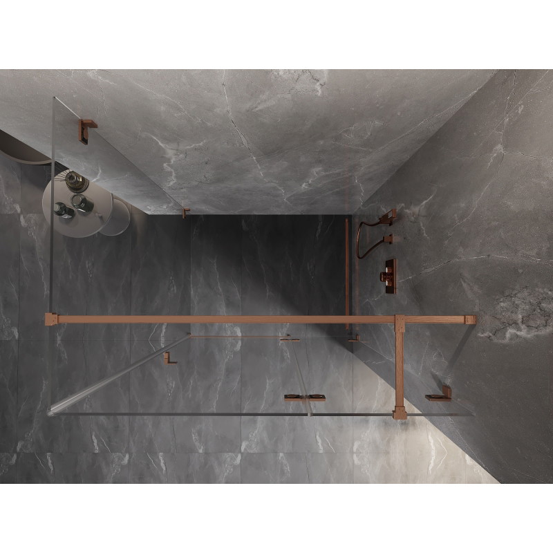 Mexen Lunar T Schwingtür-Duschkabine rechts 70 x 110 cm, transparent, gebürstetes Kupfer - 834T-070-110-65-00-P