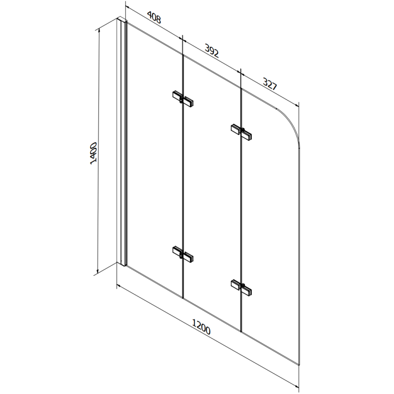 Mexen Cube Rechteckige Badewanne 180 x 80 cm mit Verkleidung und 3-teiligem 120 cm Paravent, transparent, schwarz