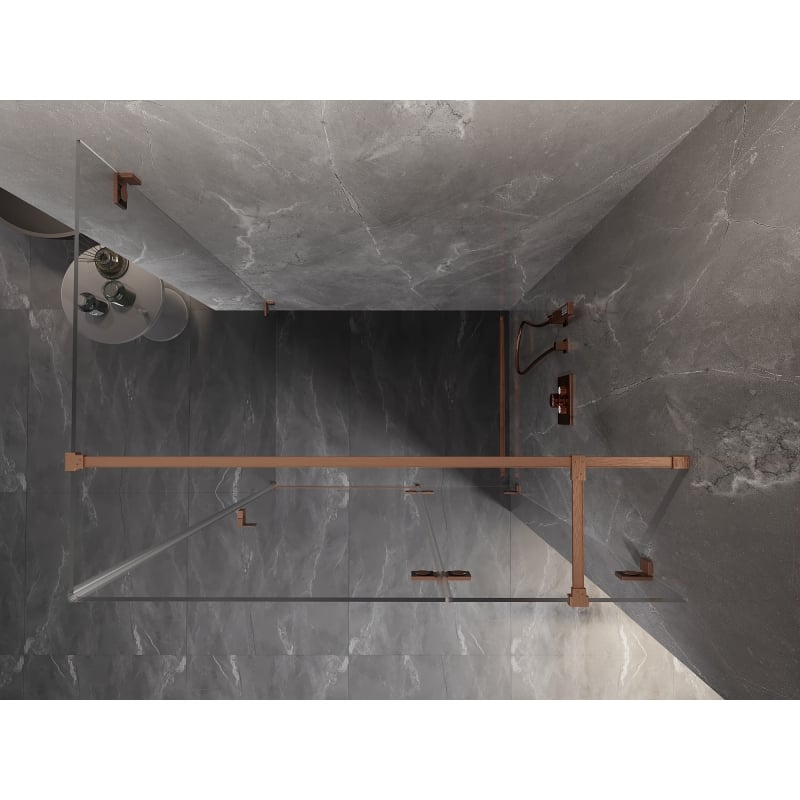 Mexen Lunar T duschkabine mit Schwingtür rechts 80 x 100 cm, transparent, gebürstetes Kupfer - 834T-080-100-65-00-P