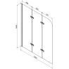 Mexen Cube Rechteckige Wanne 180 x 80 cm mit Verkleidung und 3-flügeliger 120 cm Trennwand, transparent, Chrom