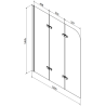 Mexen Vega Rechteckige Badewanne 180 x 80 cm mit Verkleidung und 3-teiliger Duschwand 120 cm, transparent, schwarz