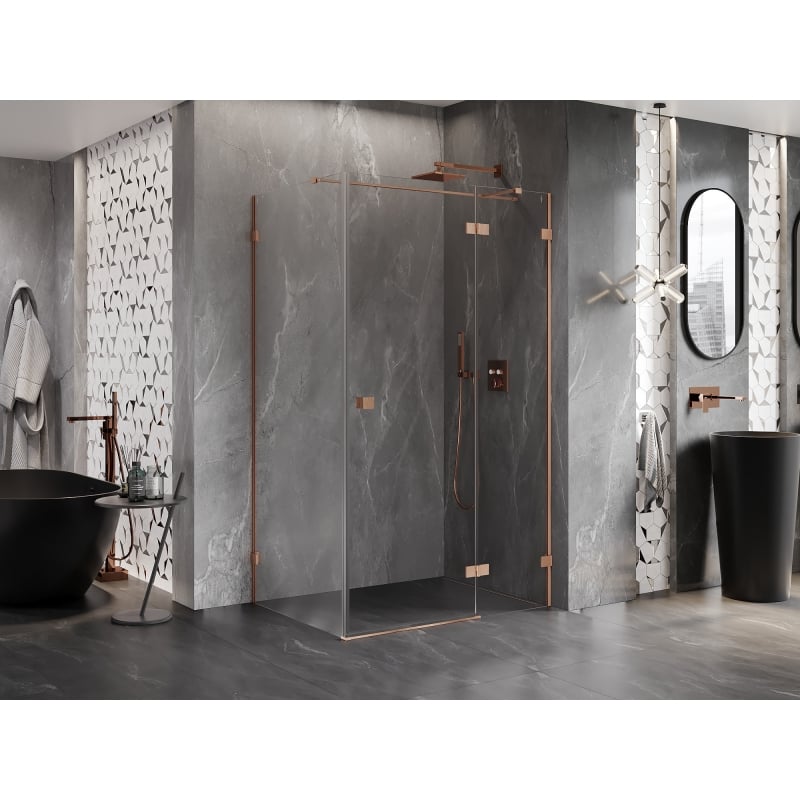 Mexen Lunar T rechtsanschlag Dusche 100 x 90 cm, transparent, gebürstetes Kupfer - 834T-100-090-65-00-P