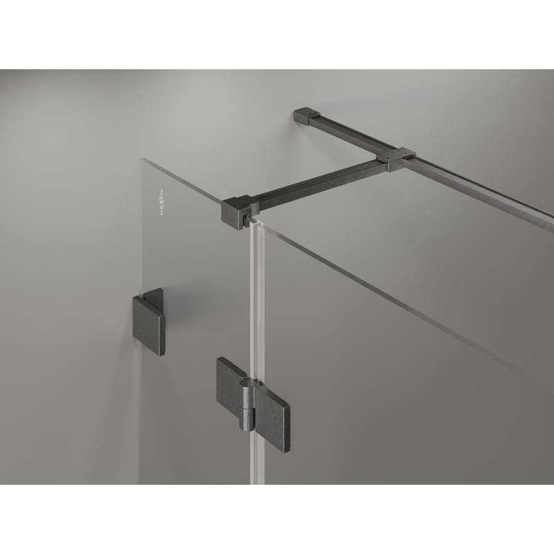 Mexen Lunar T Drehbare Duschkabine links 80 x 120 cm, transparent, gebürstetes Gun Gray - 834T-080-120-66-00-L