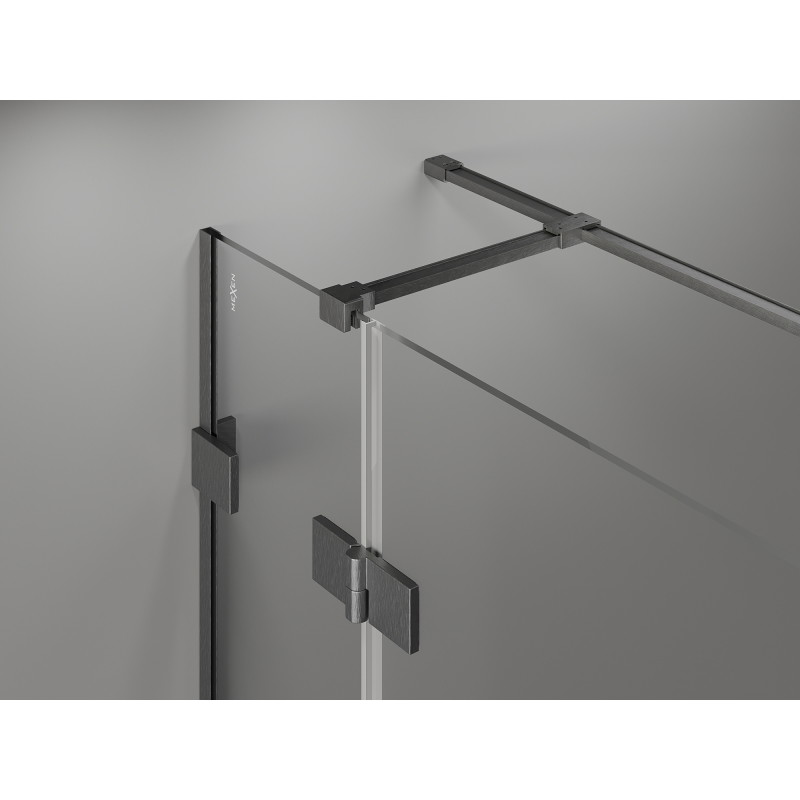 Mexen Lunar T rechte Duschkabine 90 x 80 cm, transparent, Gun Gray gebürstet - 834T-090-080-66-00-P