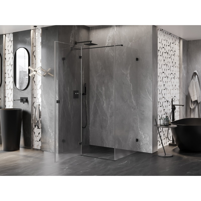 Mexen Lunar T Duschkabine schwenkbar links 80 x 120 cm, transparent, schwarz - 834T-080-120-70-00-L