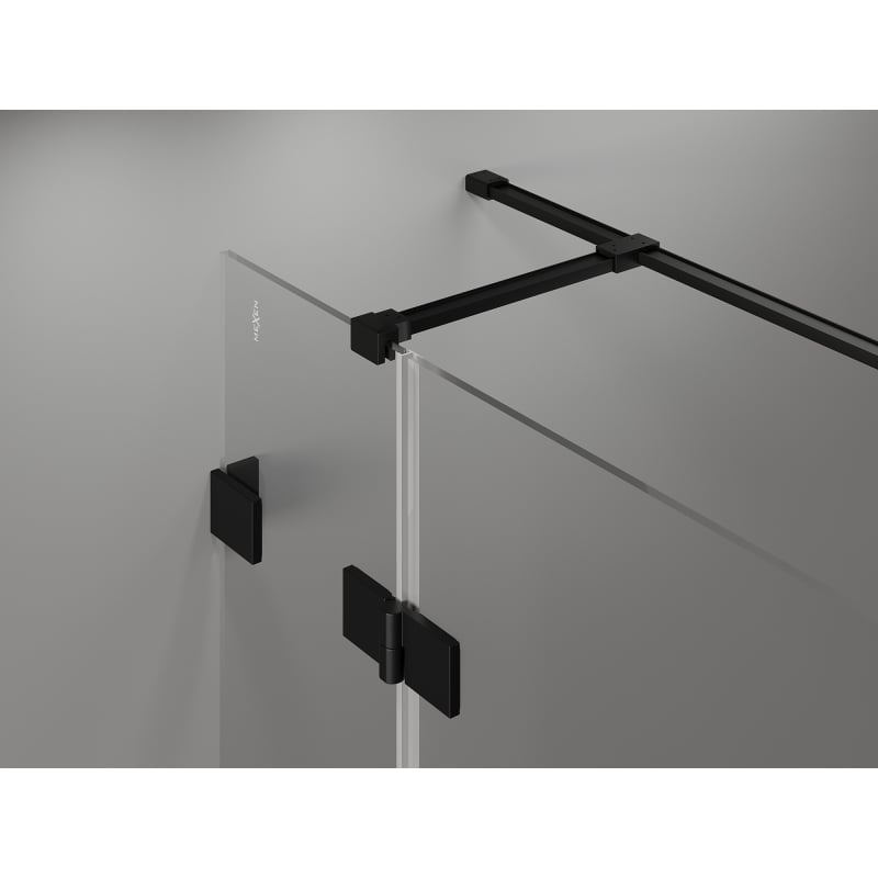 Mexen Lunar T linke Pendelduschtür 85 x 110 cm, transparent, schwarz - 834T-085-110-70-00-L