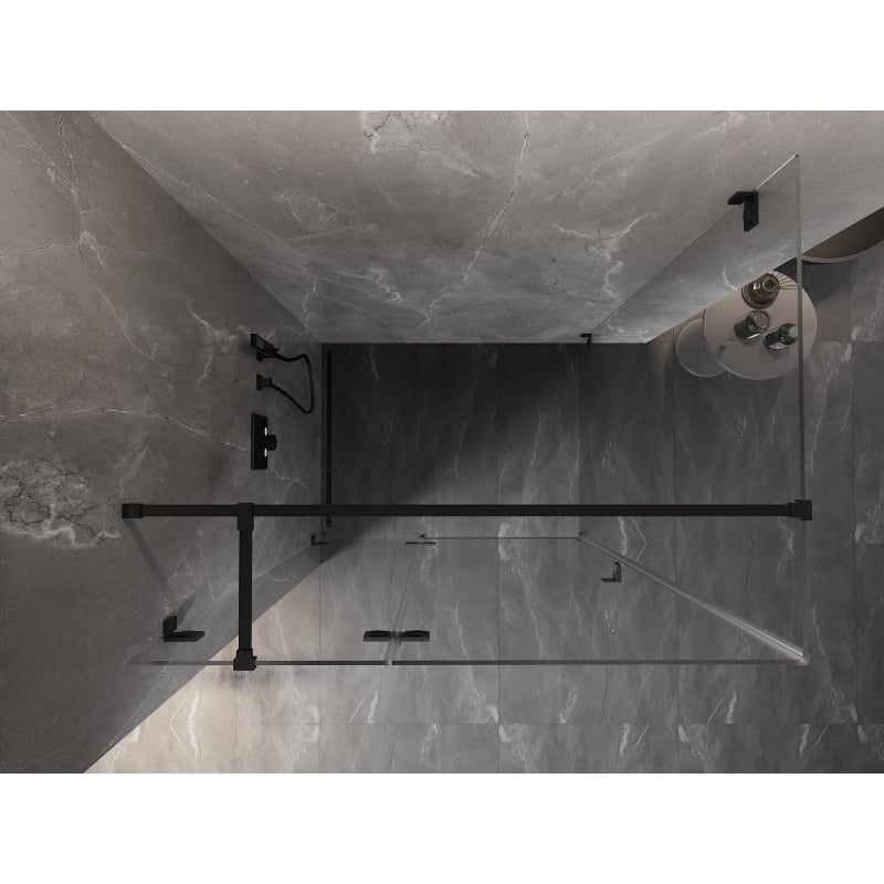 Mexen Lunar T Duschkabine klappbar links 90 x 80 cm, transparent, schwarz - 834T-090-080-70-00-L