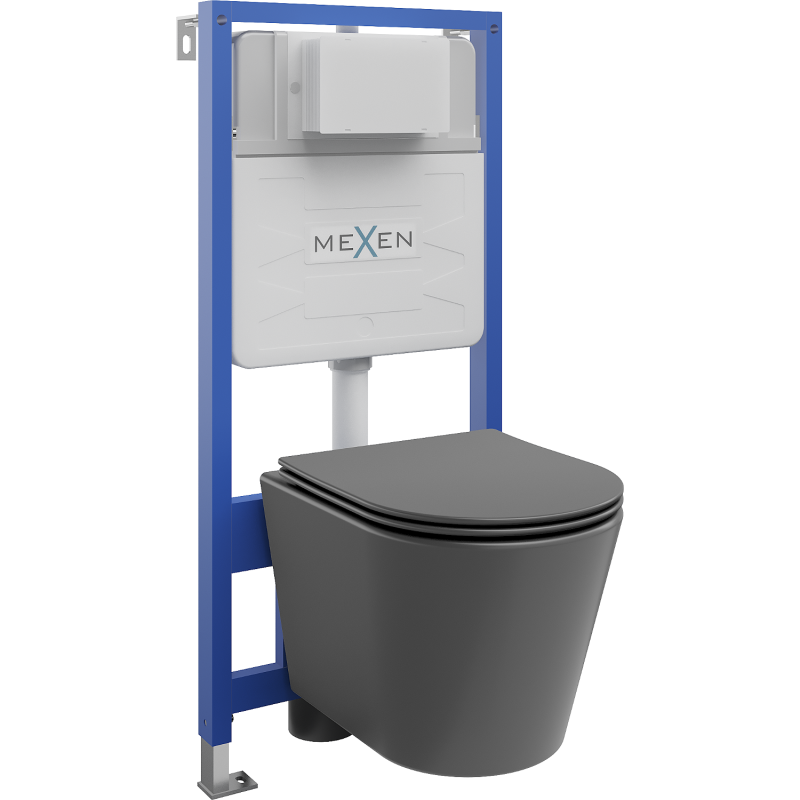 Mexen Rico Unterputz-WC-Set Fenix Slim mit WC-Schüssel und Softclose-Sitz, dunkelgrau matt - 61030724071