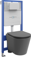 Mexen WC-Unterputzmontageset Felix Slim Rahmen mit WC Rico mit Absenk-Automatik, Dunkelgrau matt - 61030724071