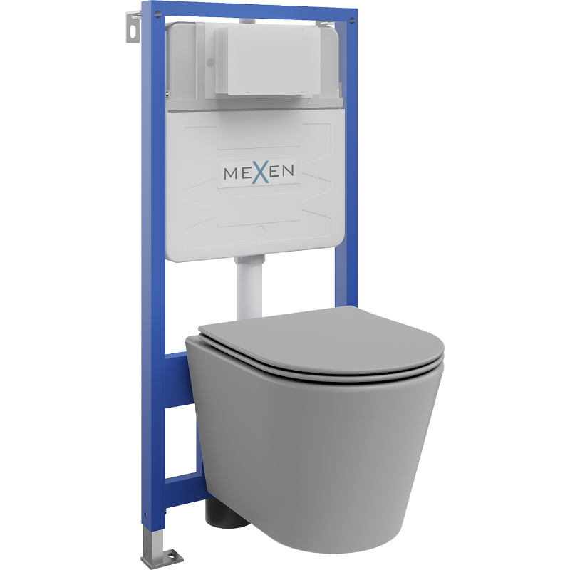Mexen Rico Unterputz-WC-Set Fenix Slim mit WC-Schüssel und langsam absenkendem Sitz, hellgrau matt - 61030724061