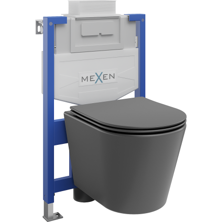 Mexen Rico Unterputz-WC-Set Fenix XS-U mit WC-Schüssel und Soft-Close-Sitz, dunkelgrau matt - 68530724071