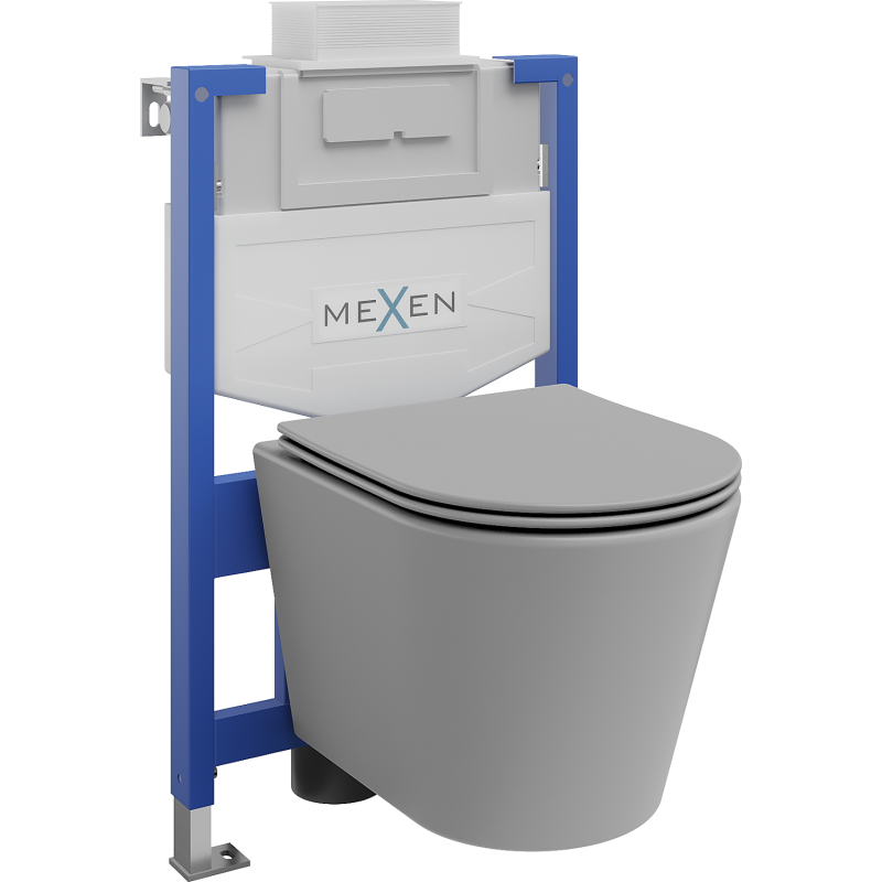 Mexen WC-Unterputzmontageset Felix XS-U Rahmen mit WC Rico mit Absenk-Automatik, Hellgrau matt - 68530724061