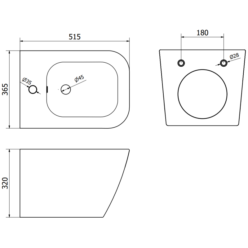 Mexen Madox hängendes Bidet, weiß - 35155100