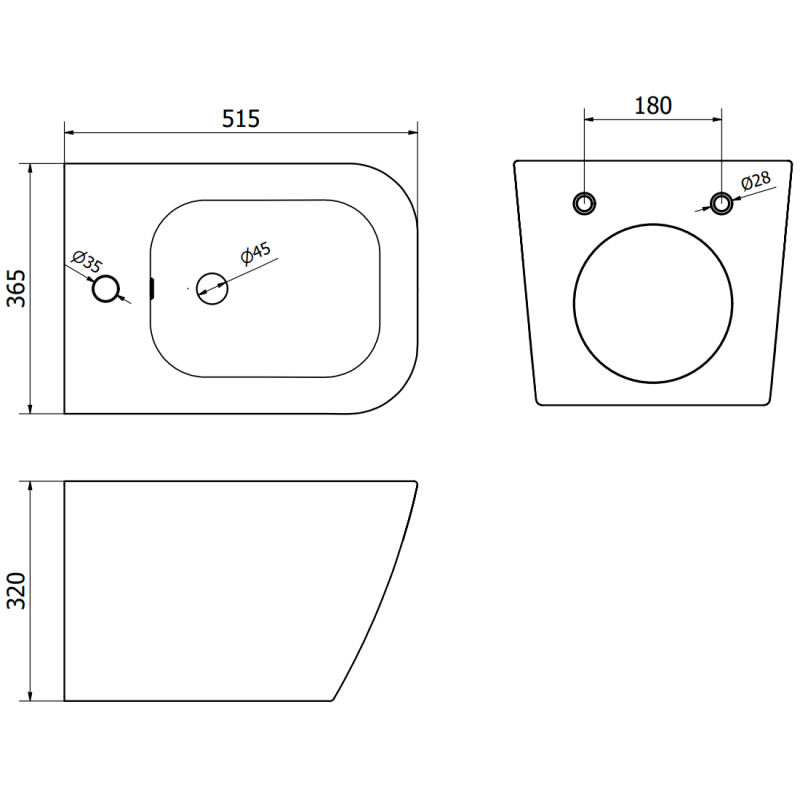 Mexen Madox hängendes Bidet, dunkelgrau matt - 35155161