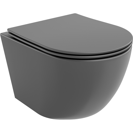 Mexen Lena WC-Schüssel Rimless mit langsam schließendem Slim-Sitz, Duroplast, dunkelgrau matt - 30224071