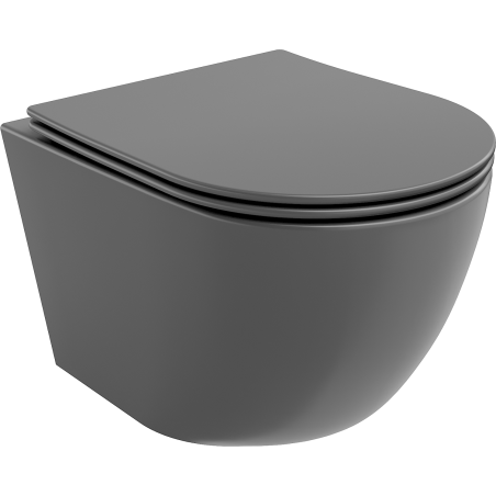 Mexen Lena WC-Schüssel Rimless mit Slim-Absenkautomatik, Duroplast, dunkelgrau matt - 30224071