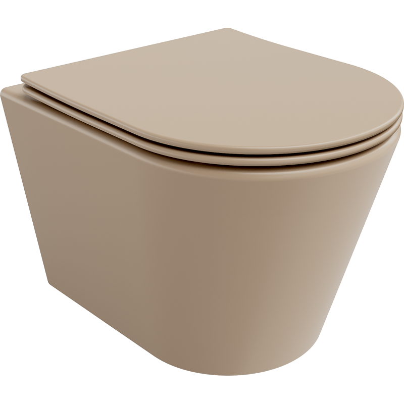 Mexen Rico WC-Becken Rimless mit Soft-Close-Slim-Sitz, Duroplast, Matt-Cappuccino - 30724064