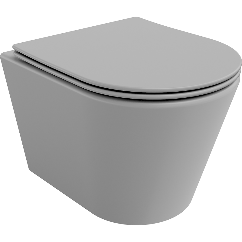 Mexen Rico Rimless WC-Schüssel mit softclose Slim-Sitz, Duroplast, hellgrau matt - 30724061