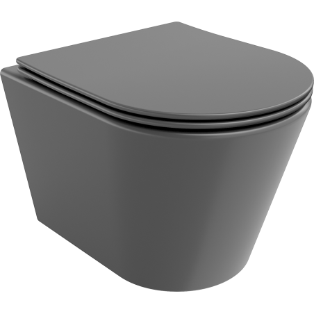 Mexen Rico WC-Schüssel Rimless mit langsam schließendem Slim-Sitz, Duroplast, dunkelgrau matt - 30724071
