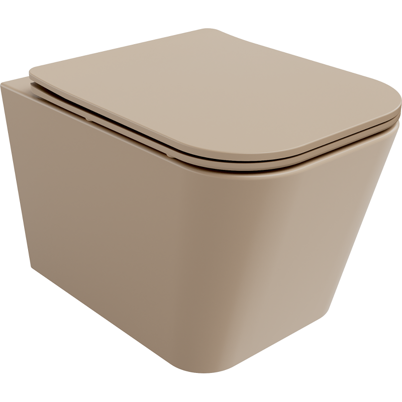 Mexen Teo WC-Schüssel Rimless mit langsam schließendem Slim-Sitz, Duroplast, Cappuccino matt - 30854064