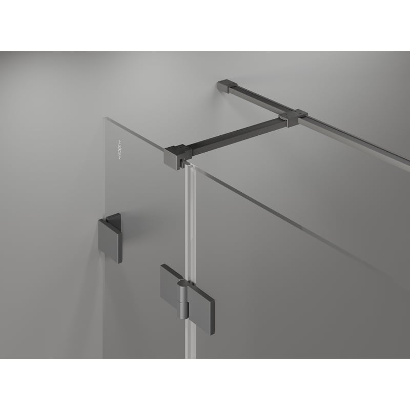 Mexen Lunar T Schwingbare Duschkabine links 90 x 90 cm, transparent, Gun Metal - 834T-090-090-95-00-L