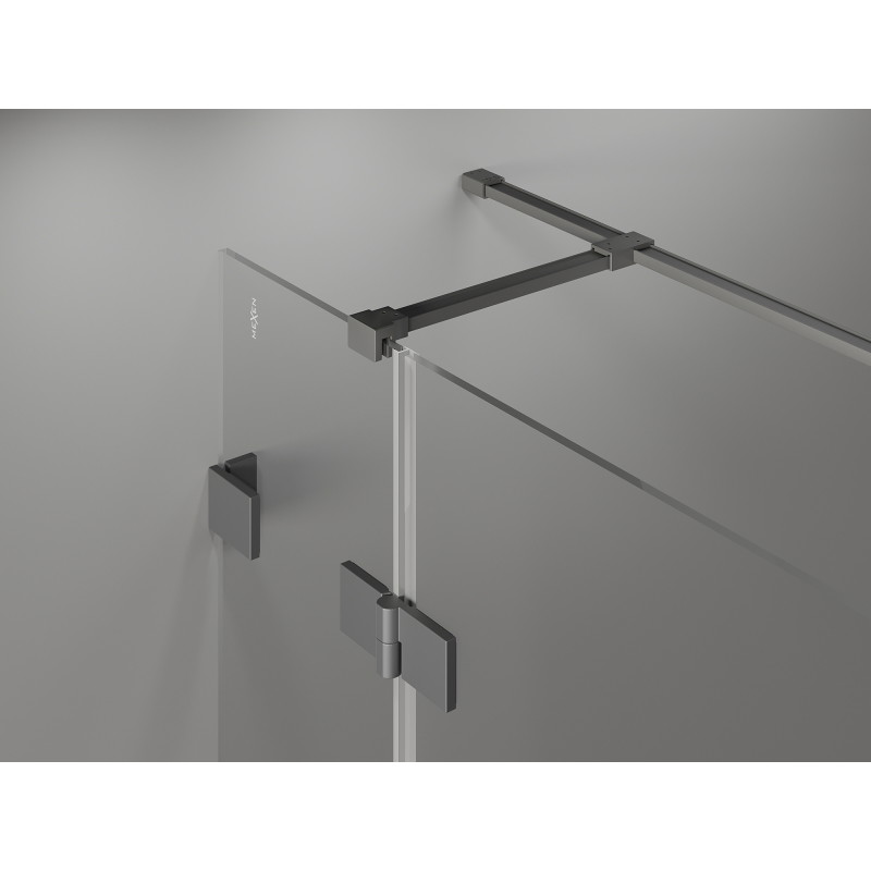 Mexen Lunar T duschkabine schwenkbar rechts 80 x 80 cm, transparent, gunmetal - 834T-080-080-95-00-P