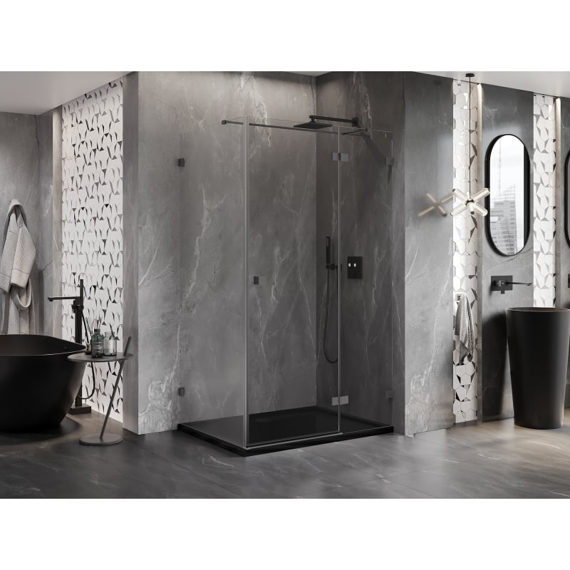 Mexen Lunar T Duschkabine mit schwenkbarer rechter Tür 85 x 80 cm, transparent, Gunmetal - 834T-085-080-95-00-P