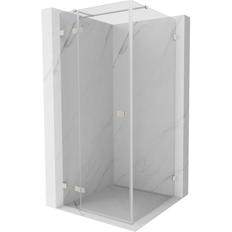 Mexen Lunar T Duschkabine schwenkbar links 80 x 80 cm, transparent, gebürsteter Nickel - 834T-080-080-97-00-L